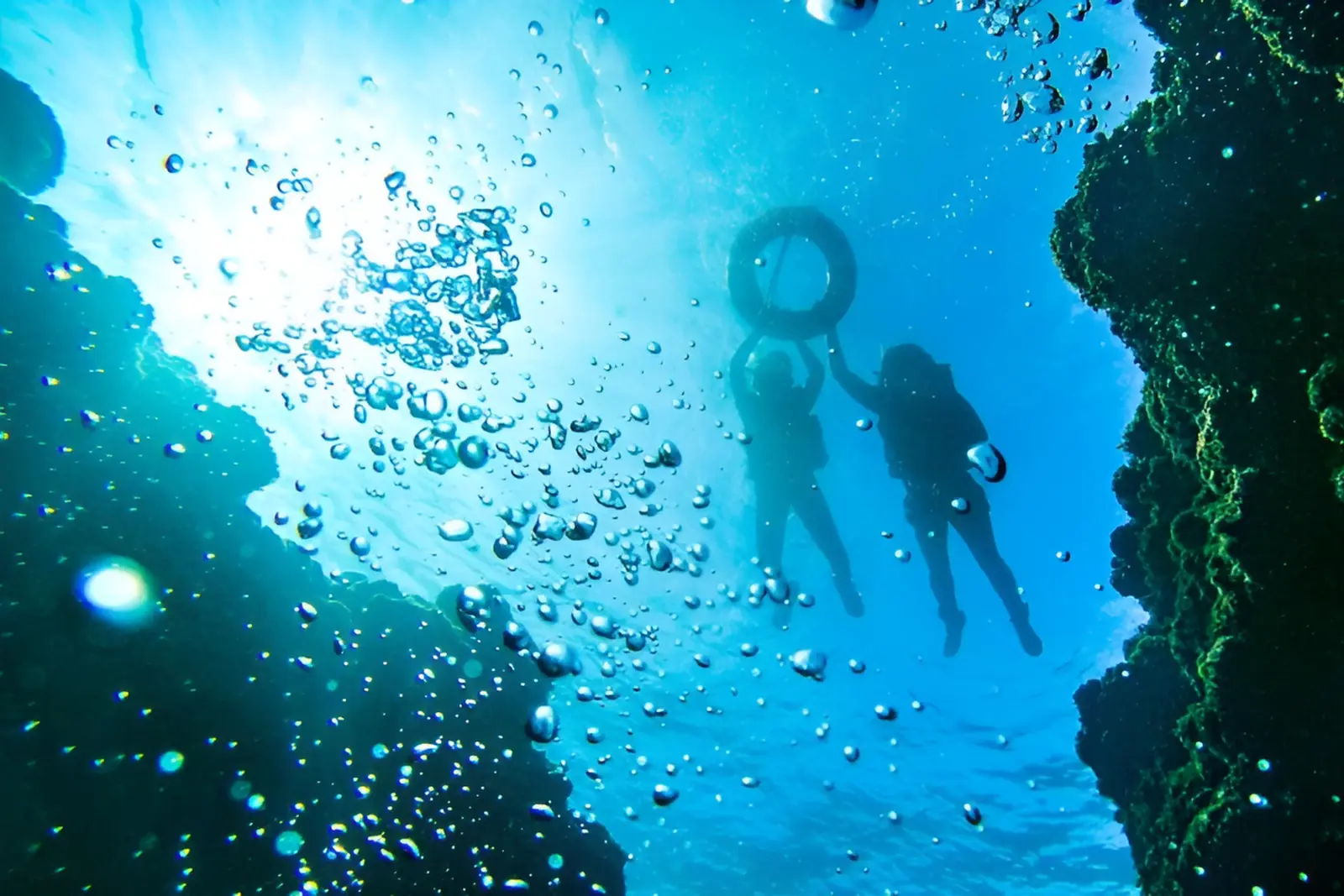 海底視角拍攝的水下活動畫面